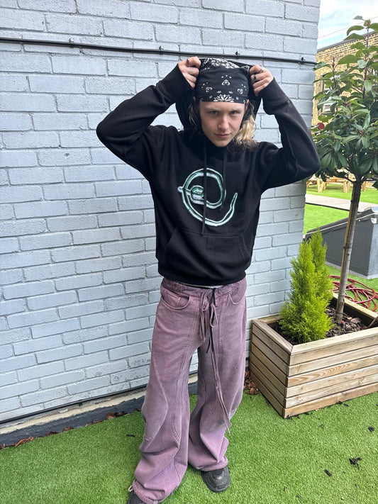 Embroidered Spiral Hoodie green/white