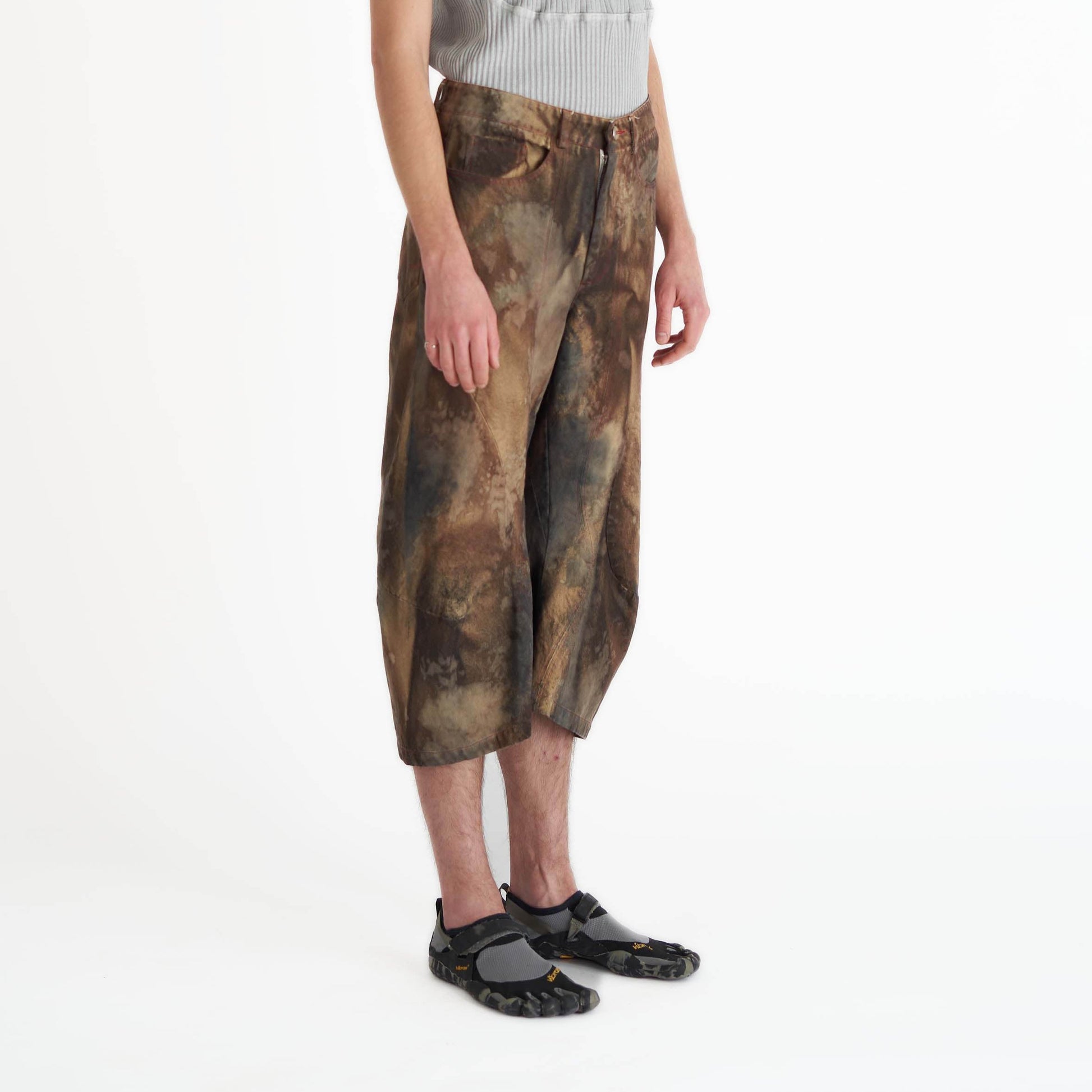 Acid wash jeans culottes barrel leg multicoloured