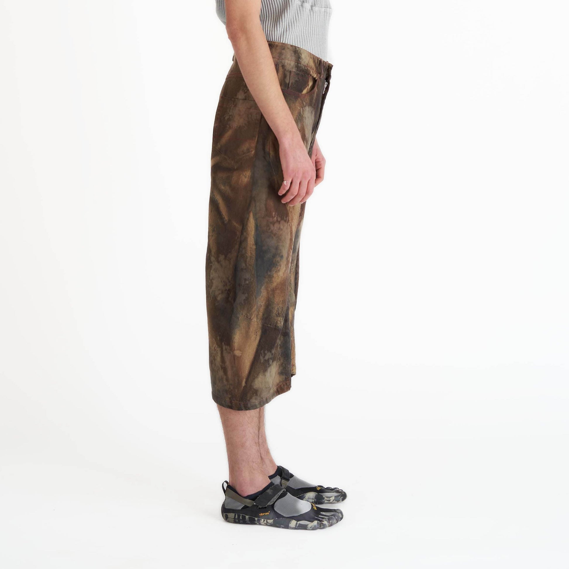 Acid wash jeans culottes barrel leg multicoloured
