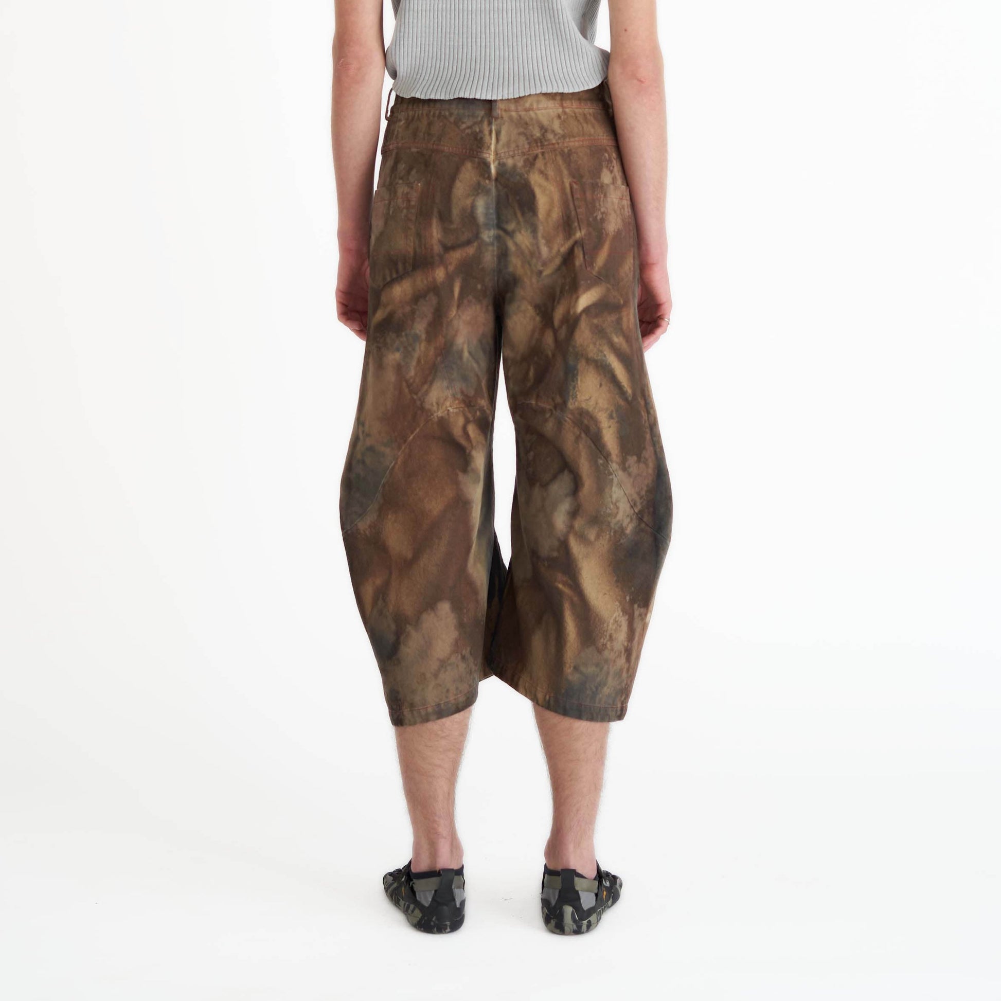 Acid wash jeans culottes barrel leg multicoloured