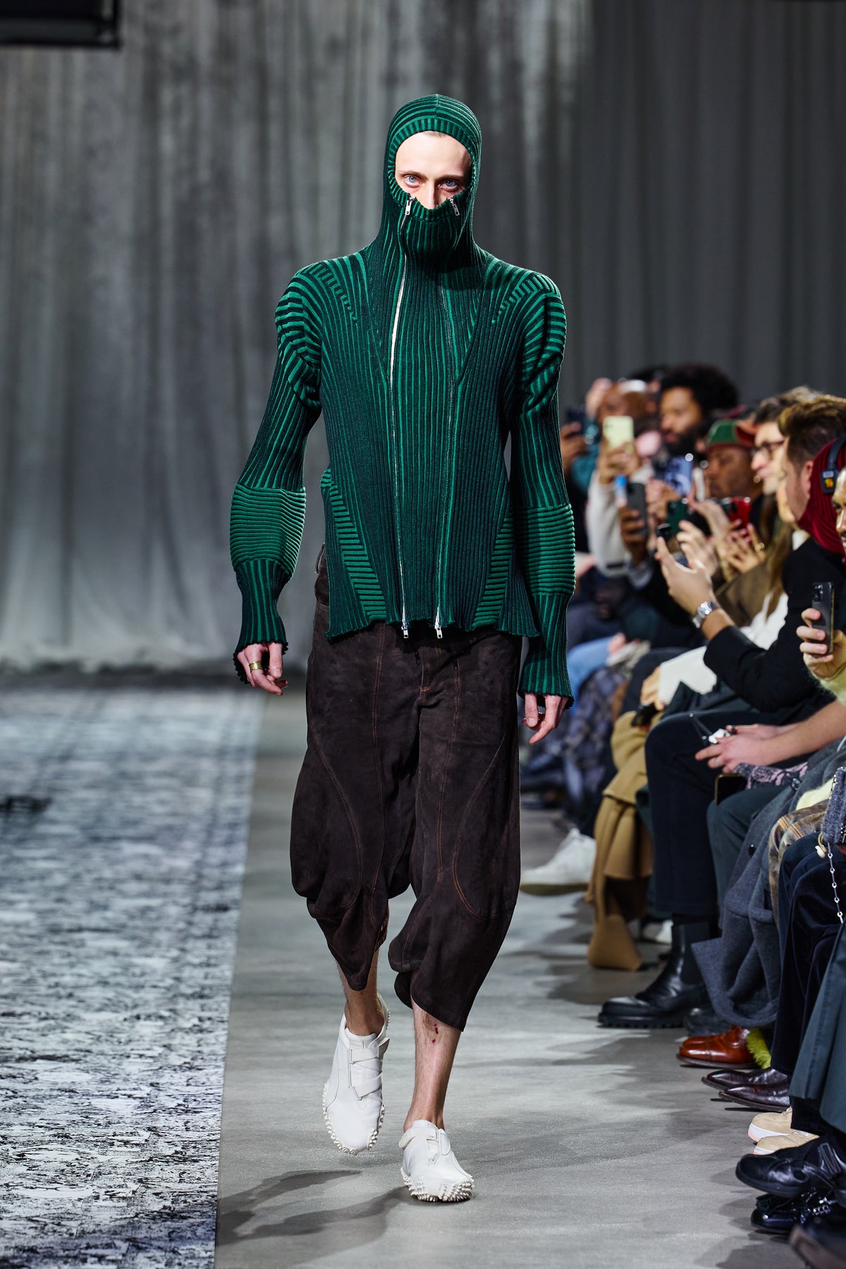 Healer Knit Zip Jacket Black and Green