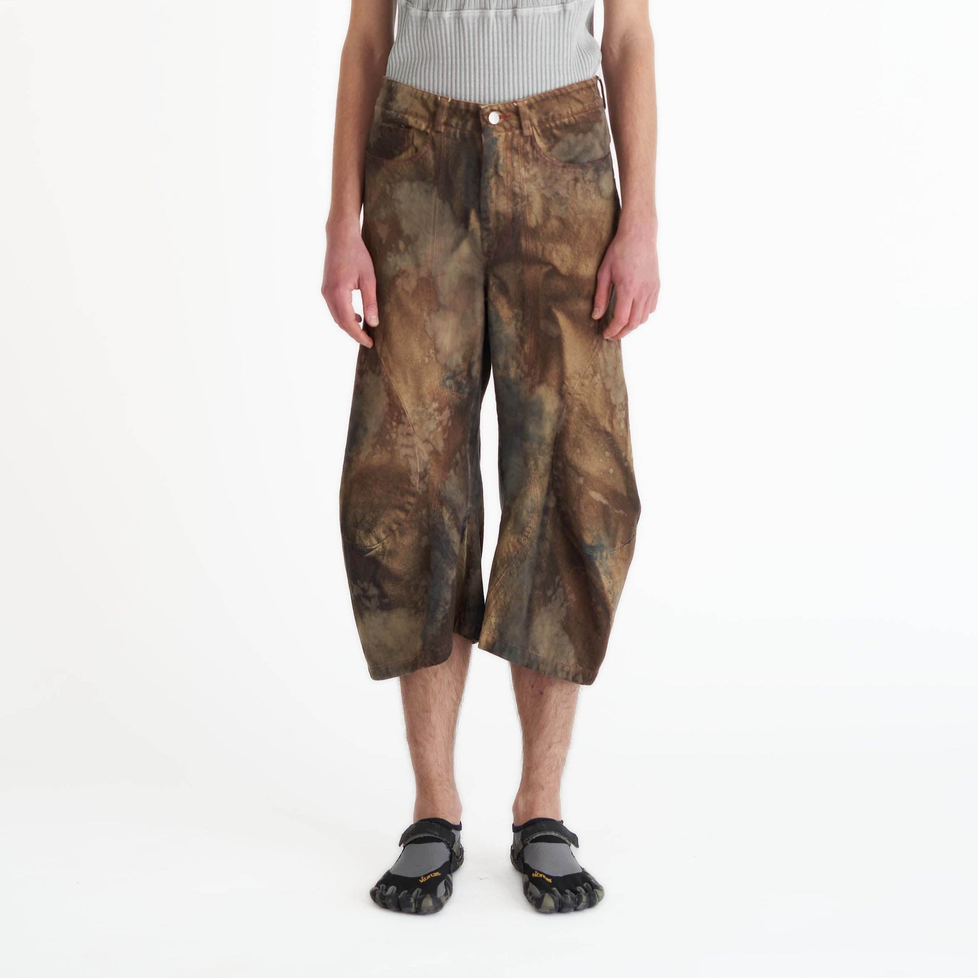 Acid wash jeans culottes barrel leg multicoloured