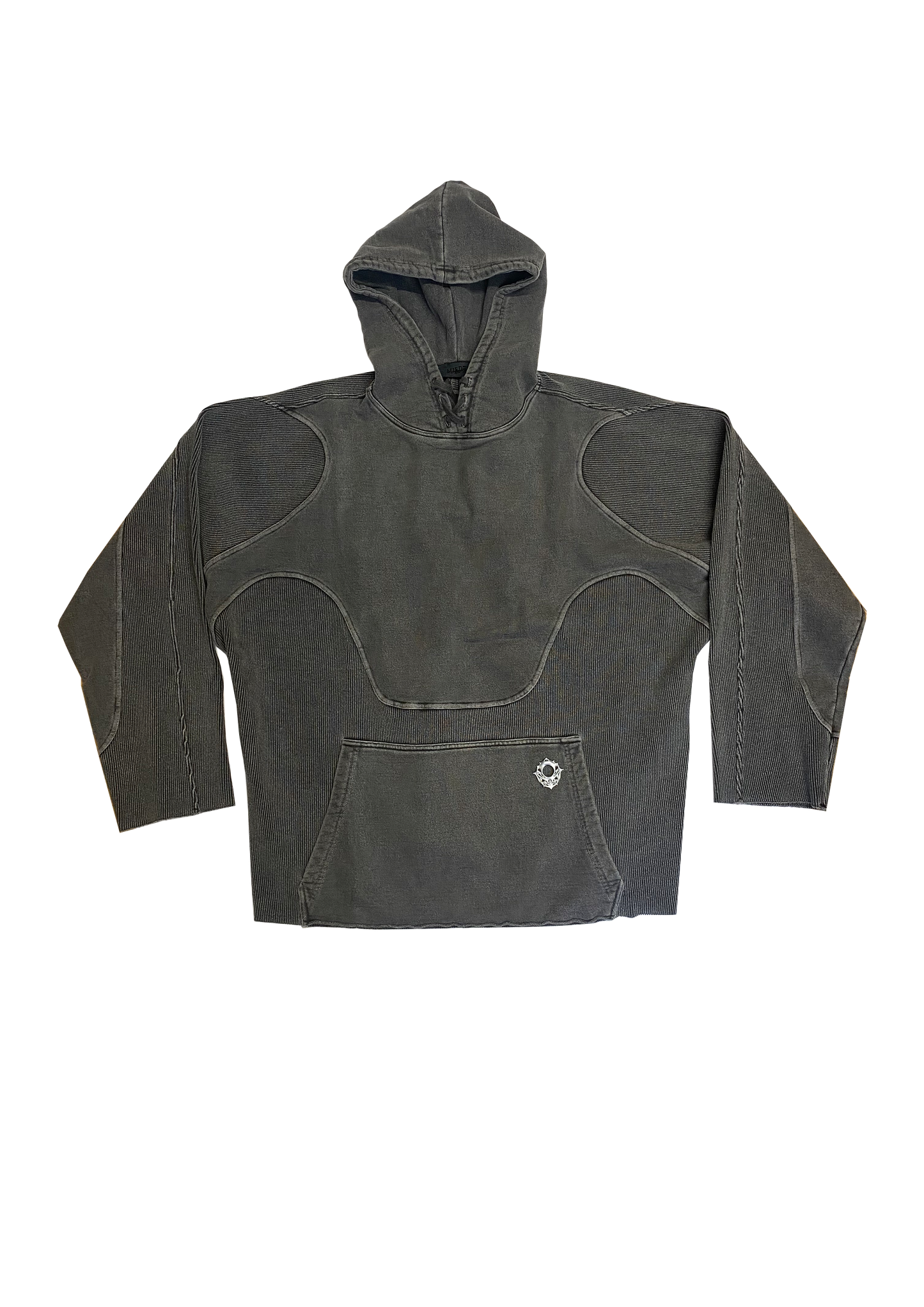Grey hoodie oversized rib jersey cotton