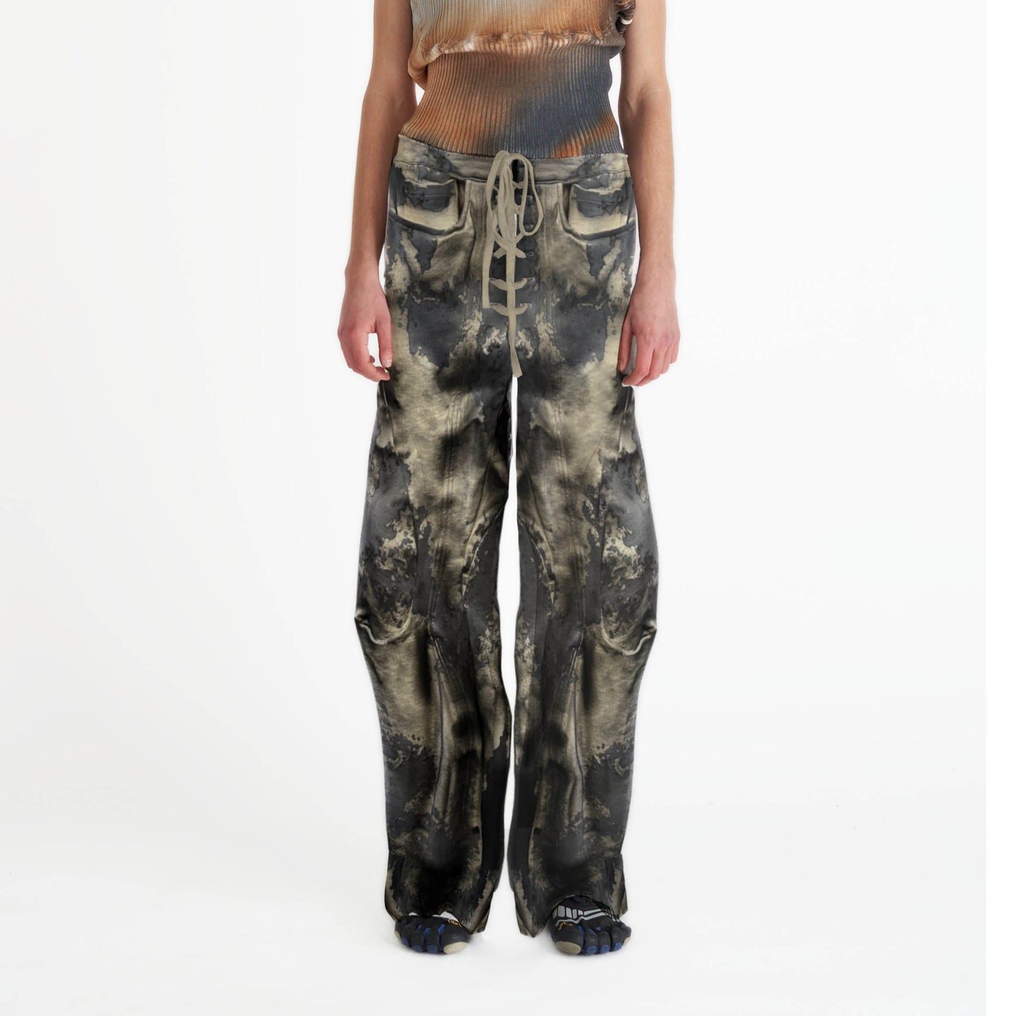 Oversized joggers airbrushed design multicoloured lace up