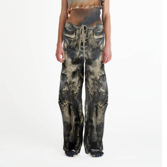 Oversized joggers airbrushed design multicoloured lace up