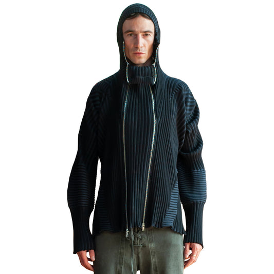 Healer Knit Zip Jacket Black and Grey
