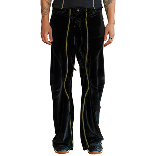 Malpensa Velvet Jogger Black and Yellow