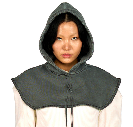 The Chaperon pointed velvet Hood Charcoal