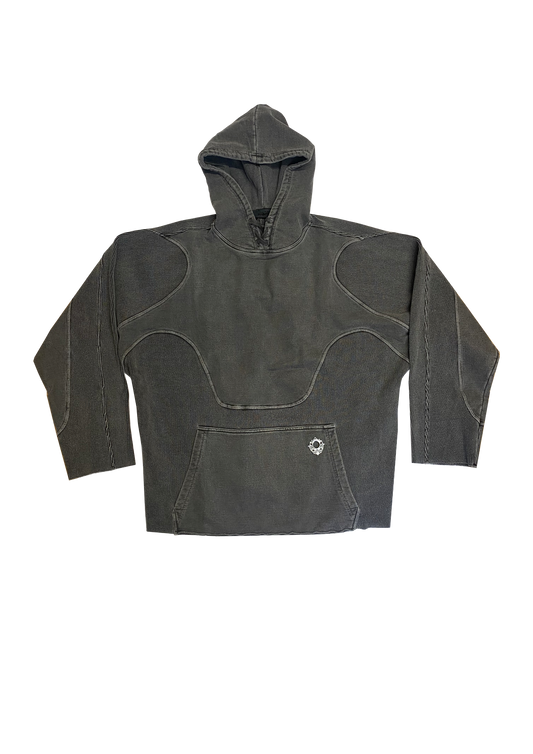 Grey hoodie oversized rib jersey cotton